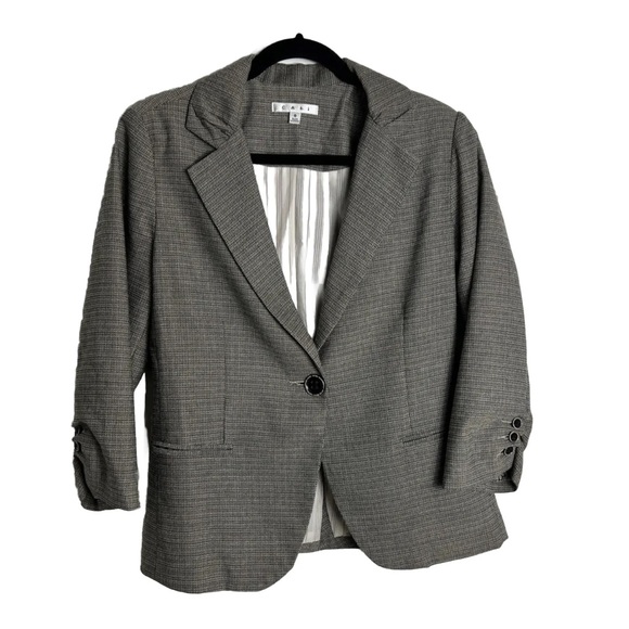 CAbi Jackets & Blazers - CABi Barrister Tweed Ruched 3/4 Sleeve Womens Blazer Style 923  Brown Size 8